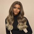 FELICIA ash-brown ombre wavy wig styled on a model — AI-generated illustration